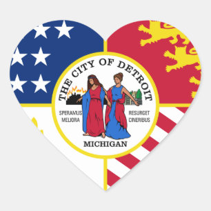 Detroit Flag Heart Sticker