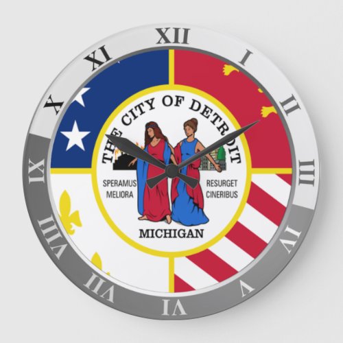 Detroit flag Large Clock