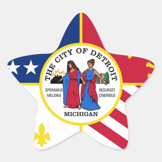 Detroit Flag Star Sticker (Front)