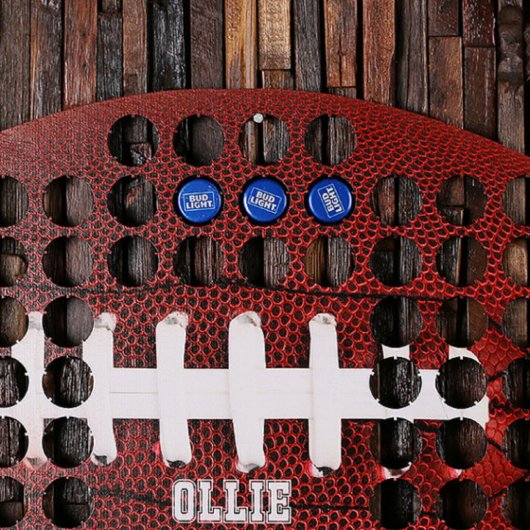 Detroit Football Shaped Wooden Beer Cap Map (Front)