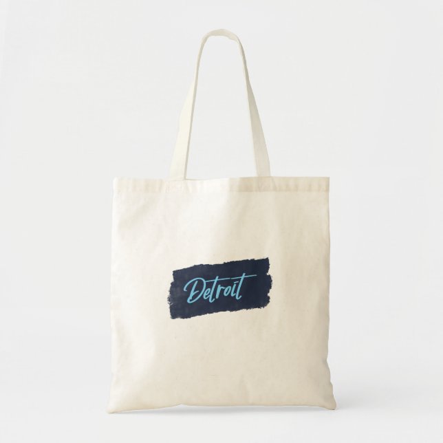 Detroit Handwritten Blue Typography  Tote Bag (Front)