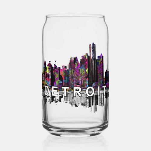 Detroit in graffiti with monogram  can glass