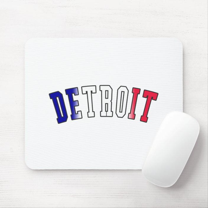 Detroit in Michigan State Flag Colors Mouse Pad