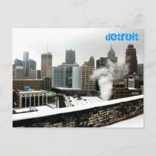 Detroit in winter postcard