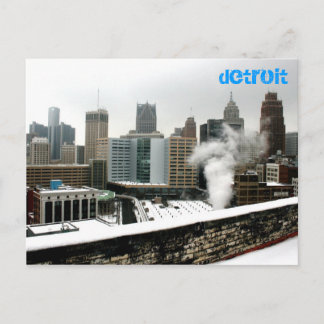 Detroit in winter postcard