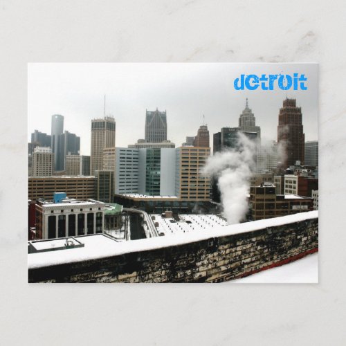 Detroit in winter postcard