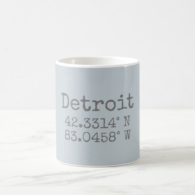 Detroit Latitude Longitude Coffee Mug (Center)