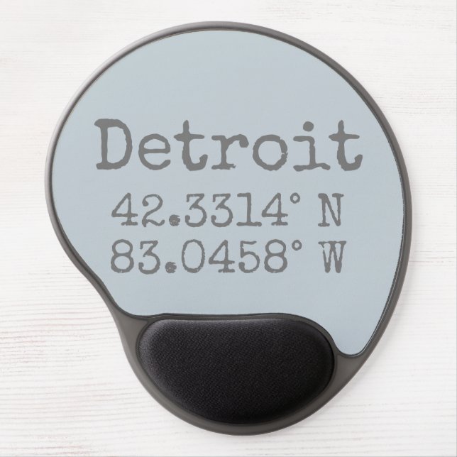 Detroit Latitude Longitude Gel Mouse Pad (Front)