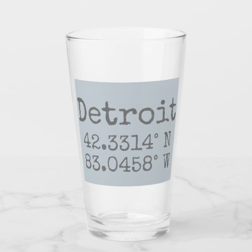 Detroit Latitude Longitude Glass