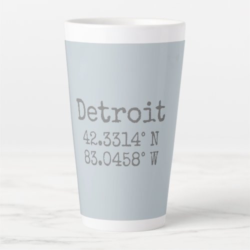 Detroit Latitude Longitude  Latte Mug