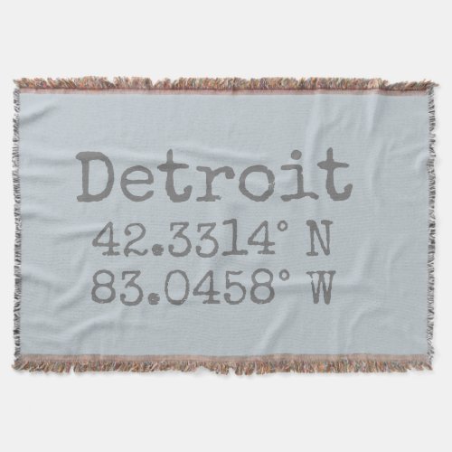 Detroit Latitude Longitude Throw Blanket