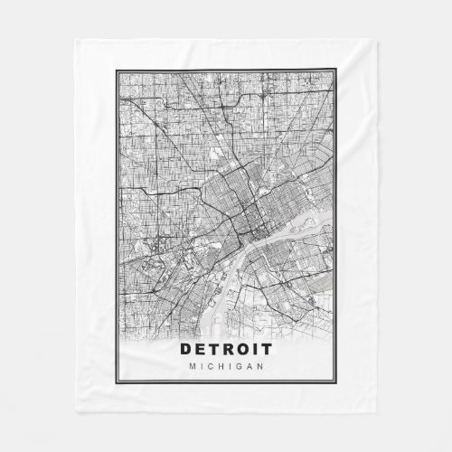 Detroit Map Fleece Blanket
