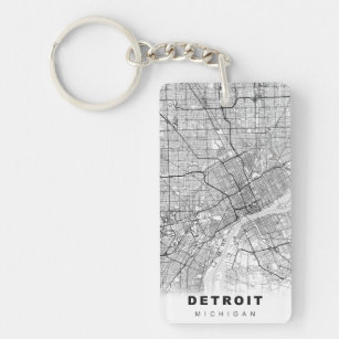 Detroit Map Keychain