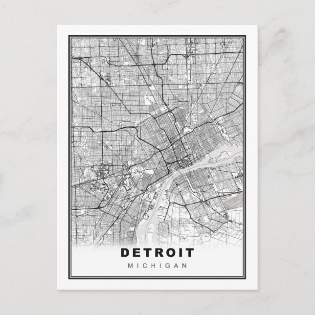 Detroit Map Postcard (Front)