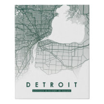 Detroit Map Printart 12"x14"