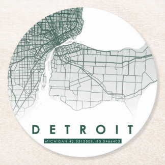 Detroit Map Round Paper Coaster