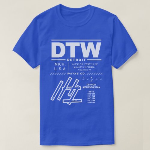 Detroit Metropolitan Wayne Co Airport DTW T_Shirt