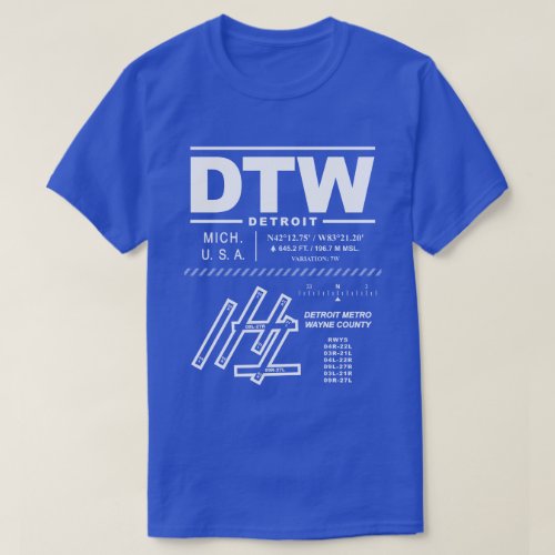 Detroit Metropolitan Wayne County Airport DTW T_Shirt