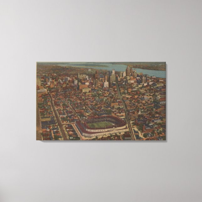 Detroit, MI - Aerial Briggs Baseball Stadium Canvas Print (Front)