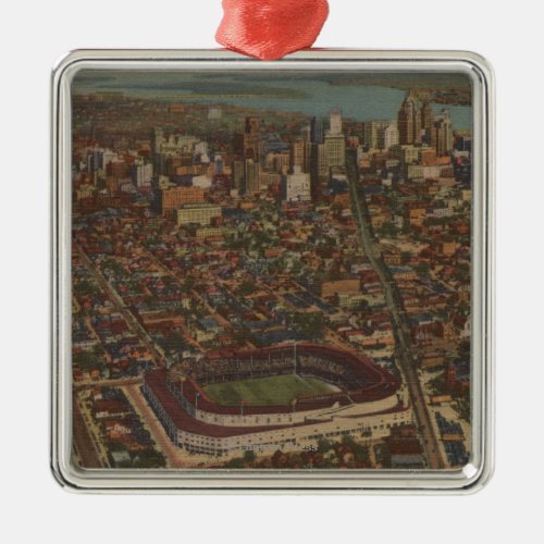 Detroit MI _ Aerial Briggs Baseball Stadium Metal Ornament