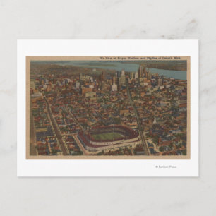 Detroit, MI - Aerial Briggs Baseball Stadium Postcard
