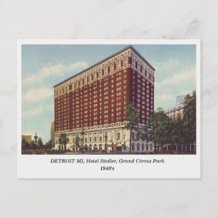 Detroit MI, Hotel Statler, 1940s vintage postcard