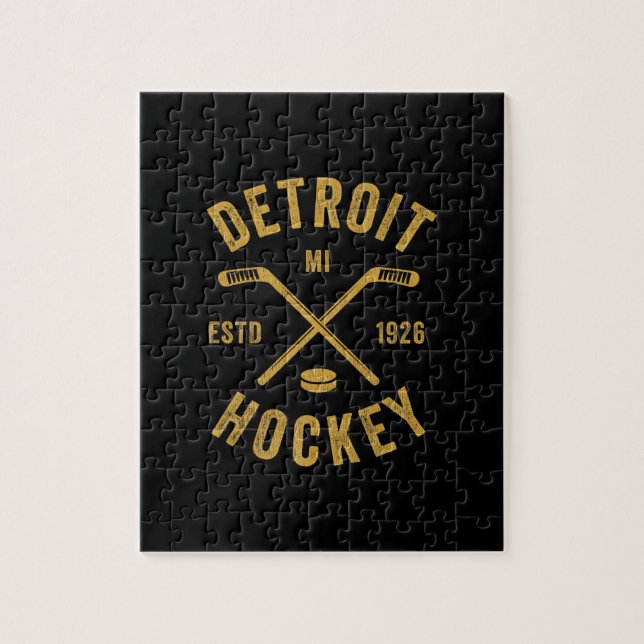 Detroit Mi Ice Hockey Sticks Premium Jigsaw Puzzle (Vertical)