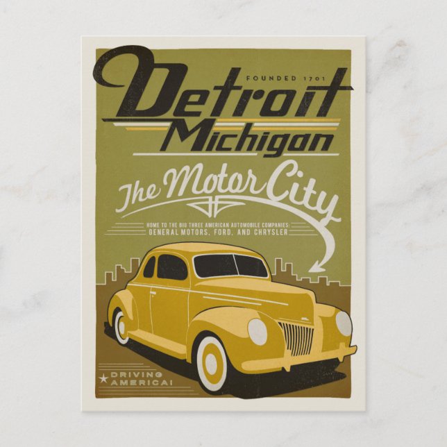 Detroit, MI Postcard (Front)