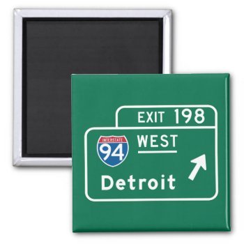 Detroit  Mi Road Sign Magnet by worldofsigns at Zazzle