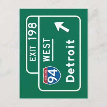 Detroit  Mi Road Sign Postcard by worldofsigns at Zazzle