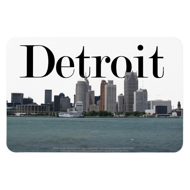 Detroit MI Skyline with Detroit in the Sky Magnet (Horizontal)