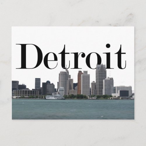 Detroit MI Skyline with Detroit in the Sky Postcard