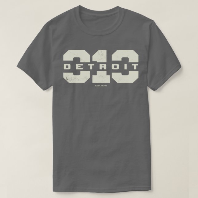 Detroit Michigan 313 Area Code T-Shirt (Design Front)