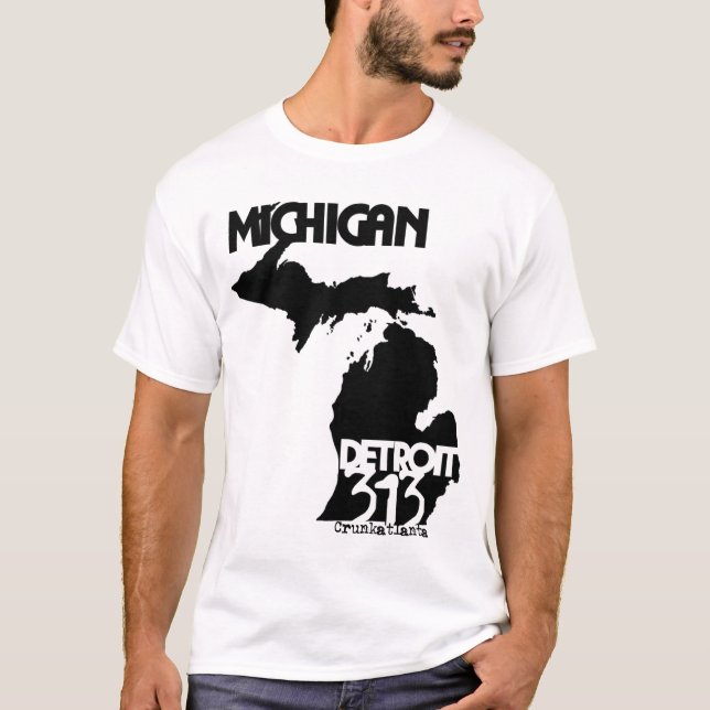 Detroit,Michigan 313 T-Shirt (Front)