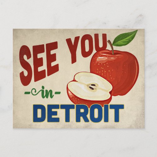 Detroit Michigan Apple _ Vintage Travel Postcard