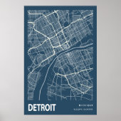 Detroit Michigan City Map Line Art Blue Print | Zazzle