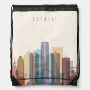 Detroit, Michigan City Skyline Drawstring Bag