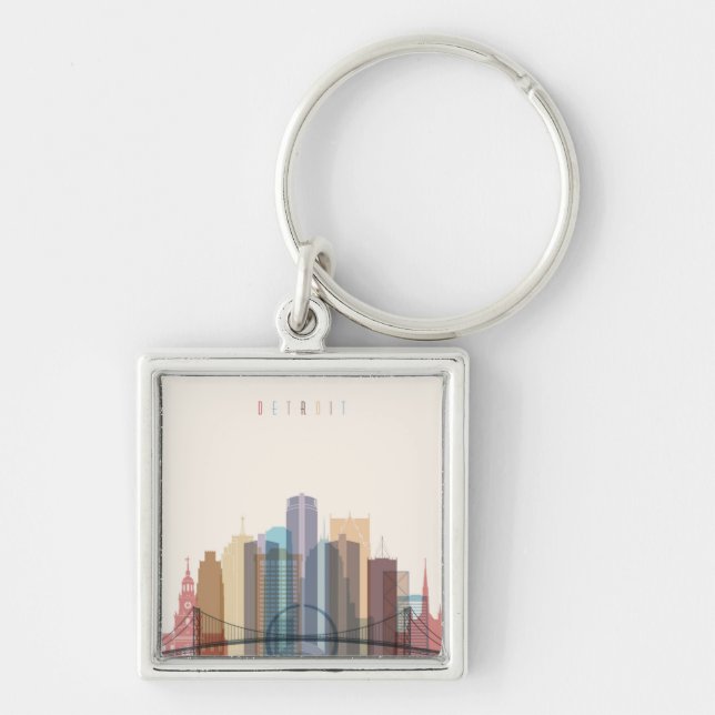 Detroit, Michigan | City Skyline Keychain (Front)