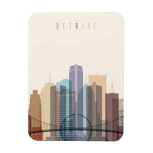 Detroit, Michigan City Skyline Magnet