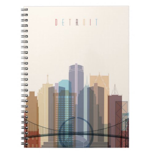 Detroit Michigan  City Skyline Notebook