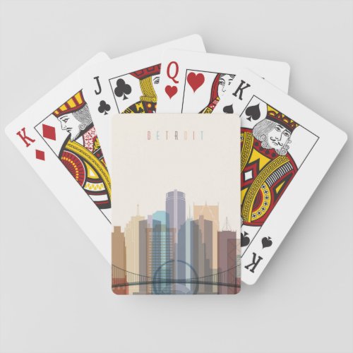 Detroit Michigan  City Skyline Playing Cards