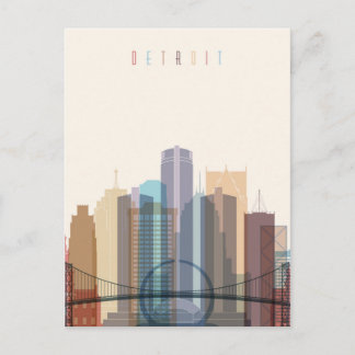 Detroit, Michigan | City Skyline Postcard