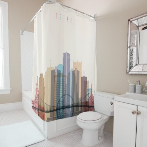 Detroit Michigan  City Skyline Shower Curtain