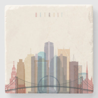 Detroit, Michigan | City Skyline Stone Coaster