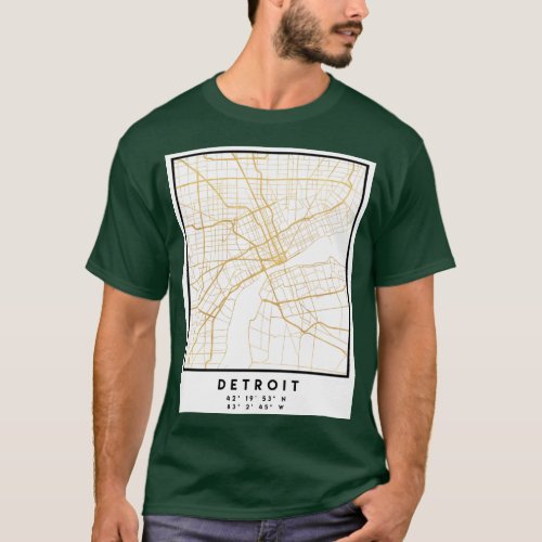 DETROIT MICHIGAN CITY STREET MAP ART   T_Shirt