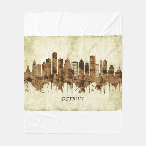 Detroit Michigan Cityscape Fleece Blanket