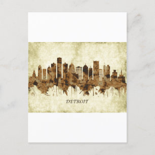 Detroit Michigan Cityscape Holiday Postcard