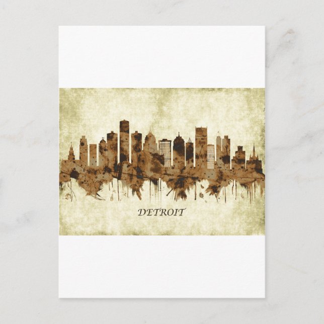 Detroit Michigan Cityscape Invitation Postcard (Front)