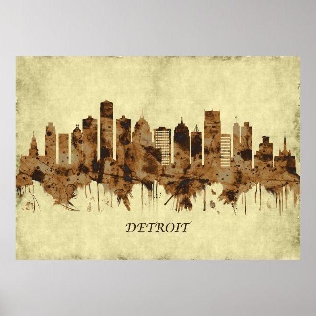 Detroit Michigan Cityscape Poster (Front)