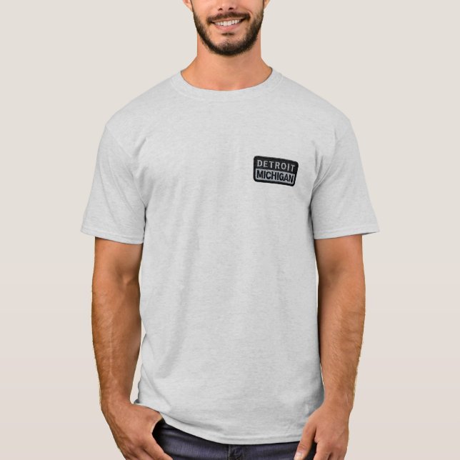 Detroit Michigan Embroidered Patch  T-Shirt (Front)